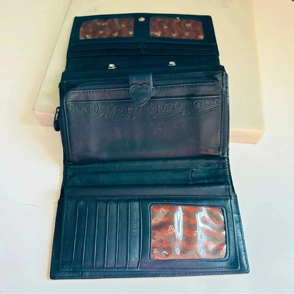 Vintage Brighton Croc Embossed Tri-Fold Leather Organizer/Wallet - Picture 6 of 14